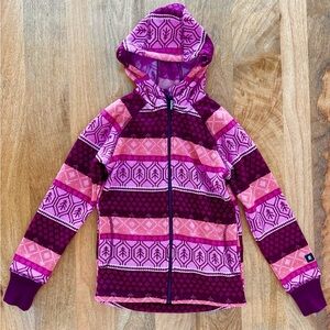 Reima Kids Fleece Jacket Size 140 (US 9–10) Pink Nordic Pattern Full Zip Hoodie